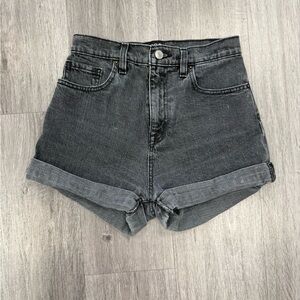 BDG Black Mom High-Rise Rolled Hem Denim Shorts
